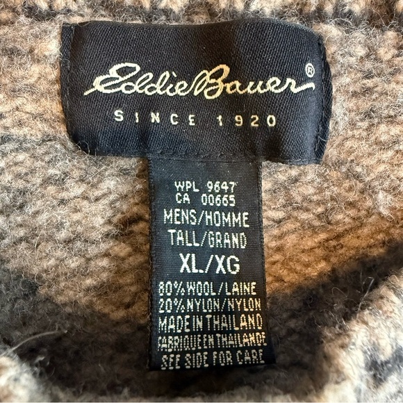 Vintage Eddie Bauer men's Wool Chunky grandpa sweater Size XL Heavy Knit - Picture 9 of 11